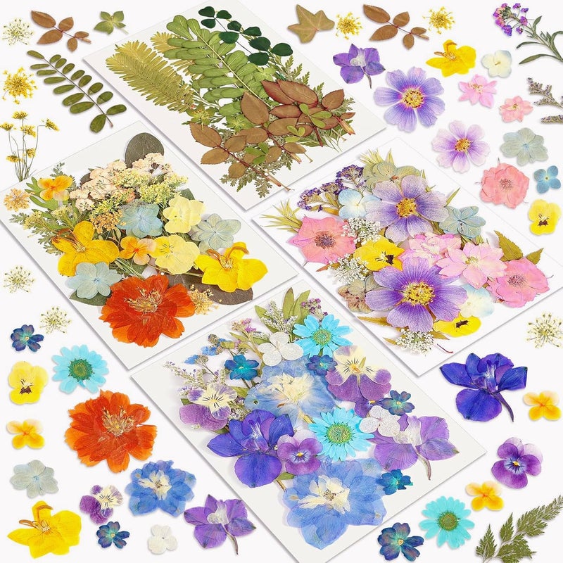 Resiners Dried Flowers, 100Pcs Pressed Flowers for Craft Retro Style Real Natural Dried Flowers Dry Leaves Kit for DIY Making Crafts Resin Soap Candle Scrapbook Supplies Card Making Jewelry - Image 1